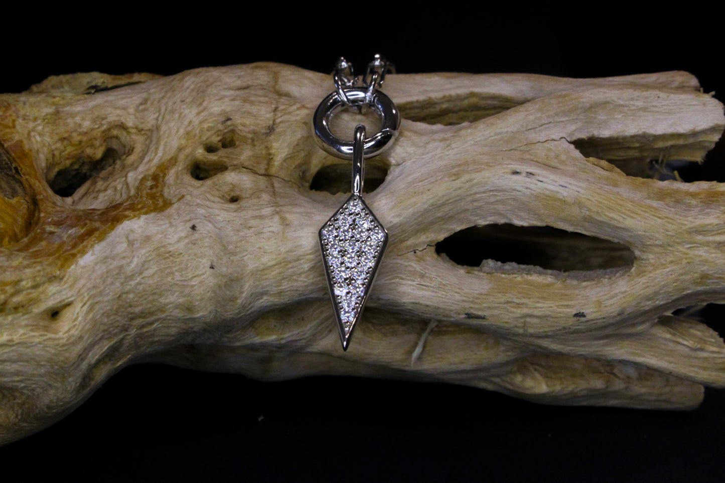 Moissanite Pave Shield Chain Necklace