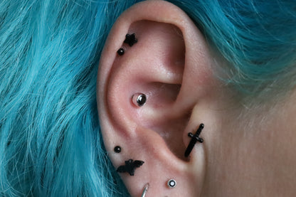 Black Cut Star Titanium Threadless Earring