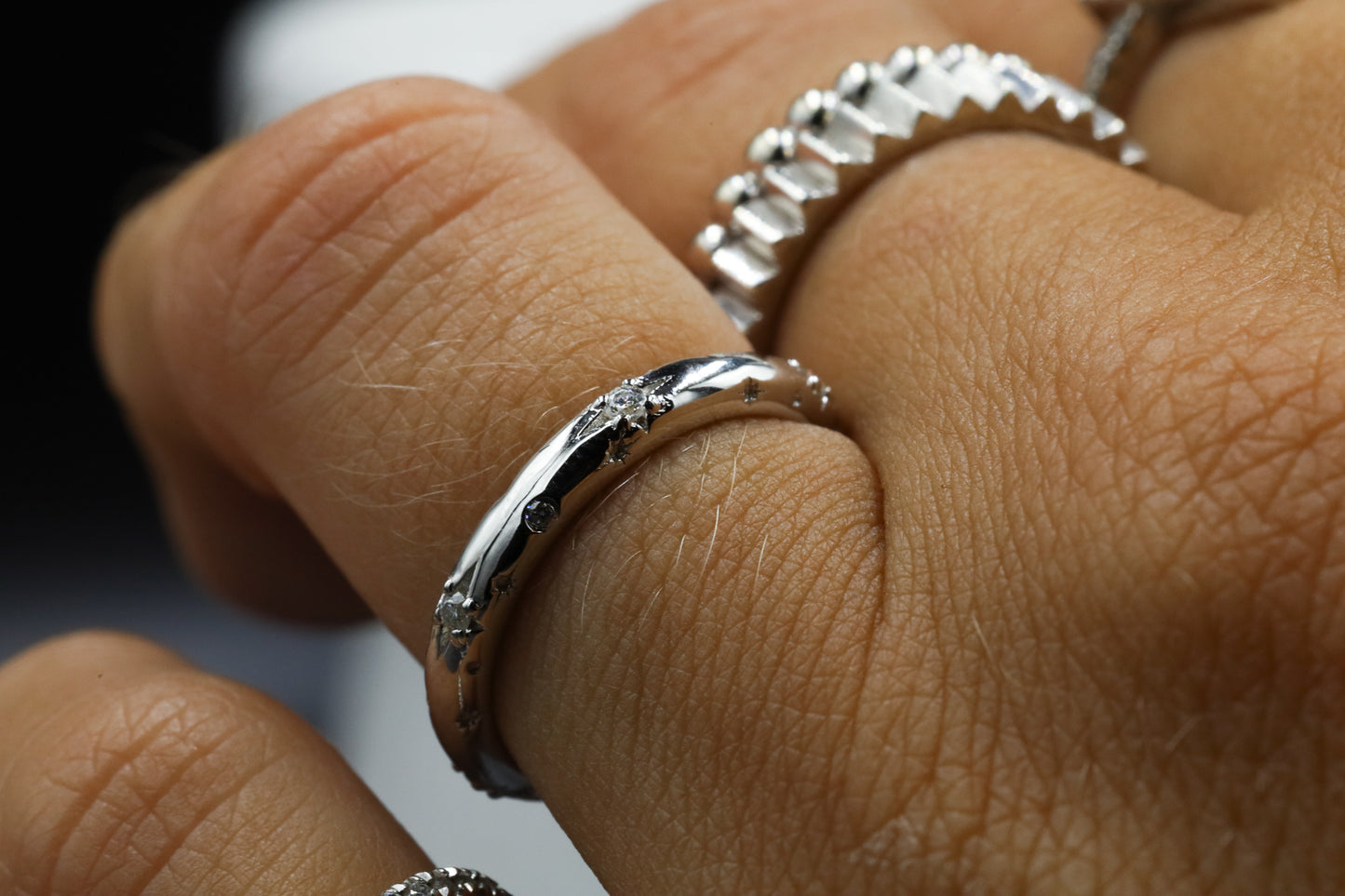 Celestial Sterling Silver and Moissanite Ring