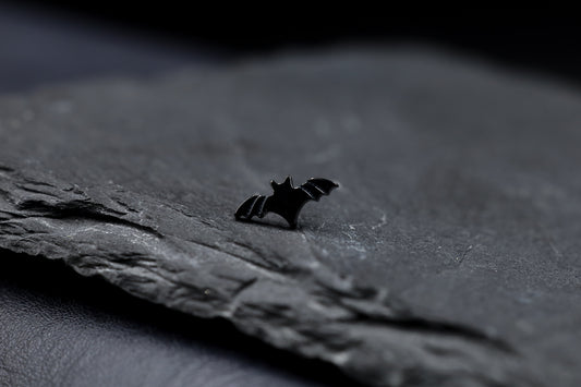 Black Bat Titanium Threadless Earring