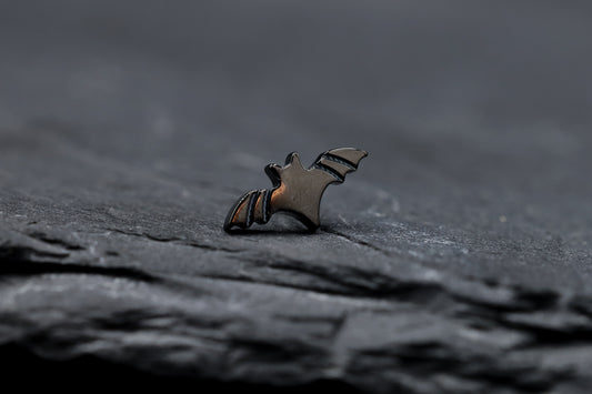 Black Bat Titanium Threadless Earring
