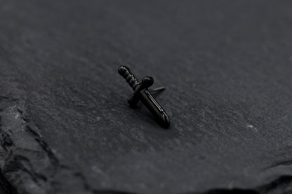 Black Dagger Titanium Threadless Earring
