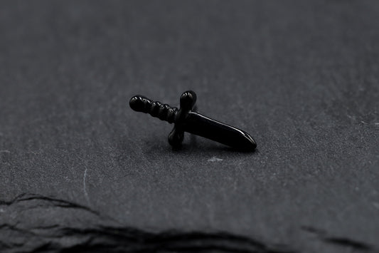 Black Dagger Titanium Threadless Earring