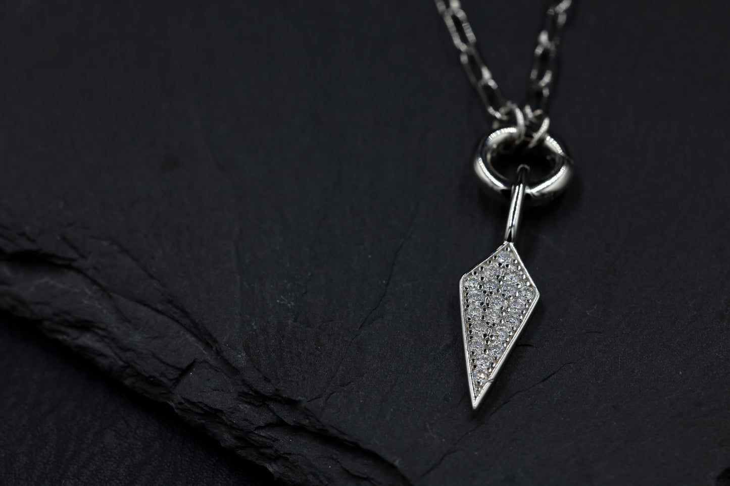 Moissanite Pave Shield Chain Necklace
