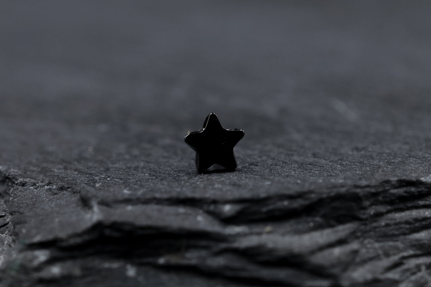 Small Black Star Titanium Threadless Earring