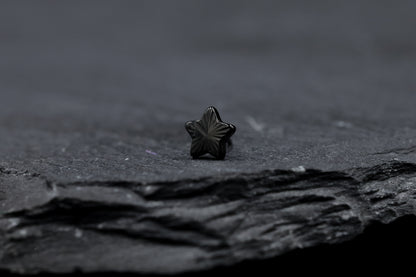 Black Cut Star Titanium Threadless Earring