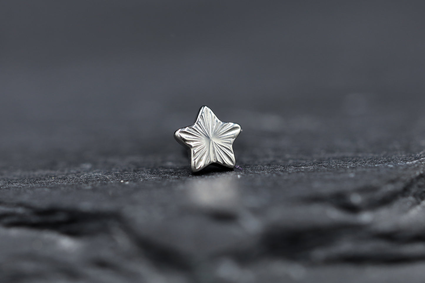 Cut Star Titanium Threadless Earring