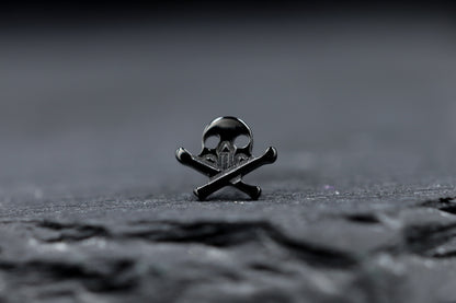 Black Skull & Crossbones Titanium Threadless Earring