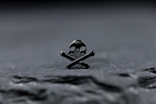 Black Skull & Crossbones Titanium Threadless Earring
