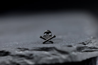 Black Skull & Crossbones Titanium Threadless Earring