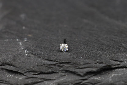 Round Prong-set Moissanite Titanium Threadless Earring