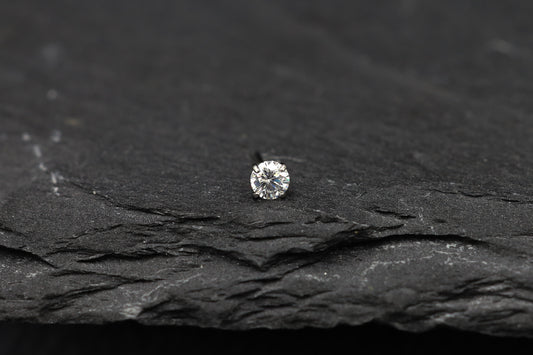 Round Prong-set Moissanite Titanium Threadless Earring