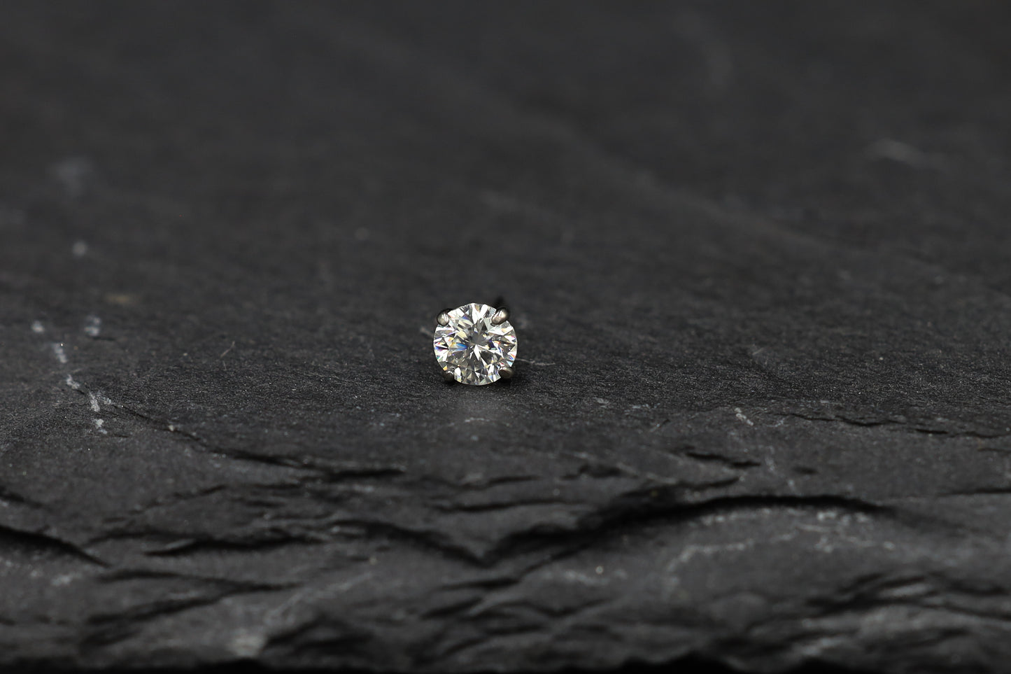 Round Prong-set Moissanite Titanium Threadless Earring