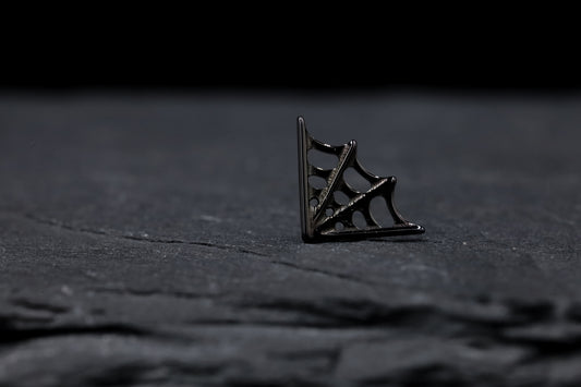 Black Cobweb Titanium Threadless Earring