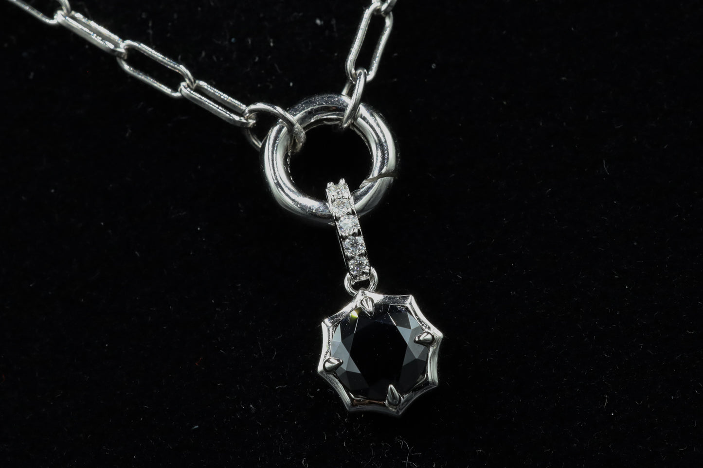 Black Moissanite Sun Pendant Chain Necklace