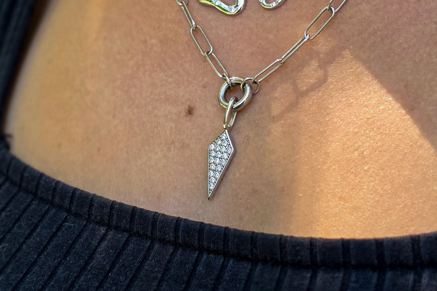 Moissanite Pavé Shield Chain Necklace