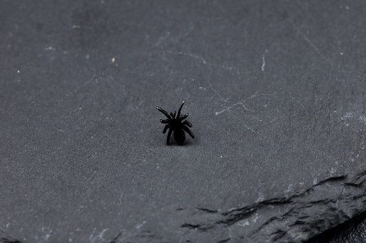 Black Spider Titanium Threadless Earring