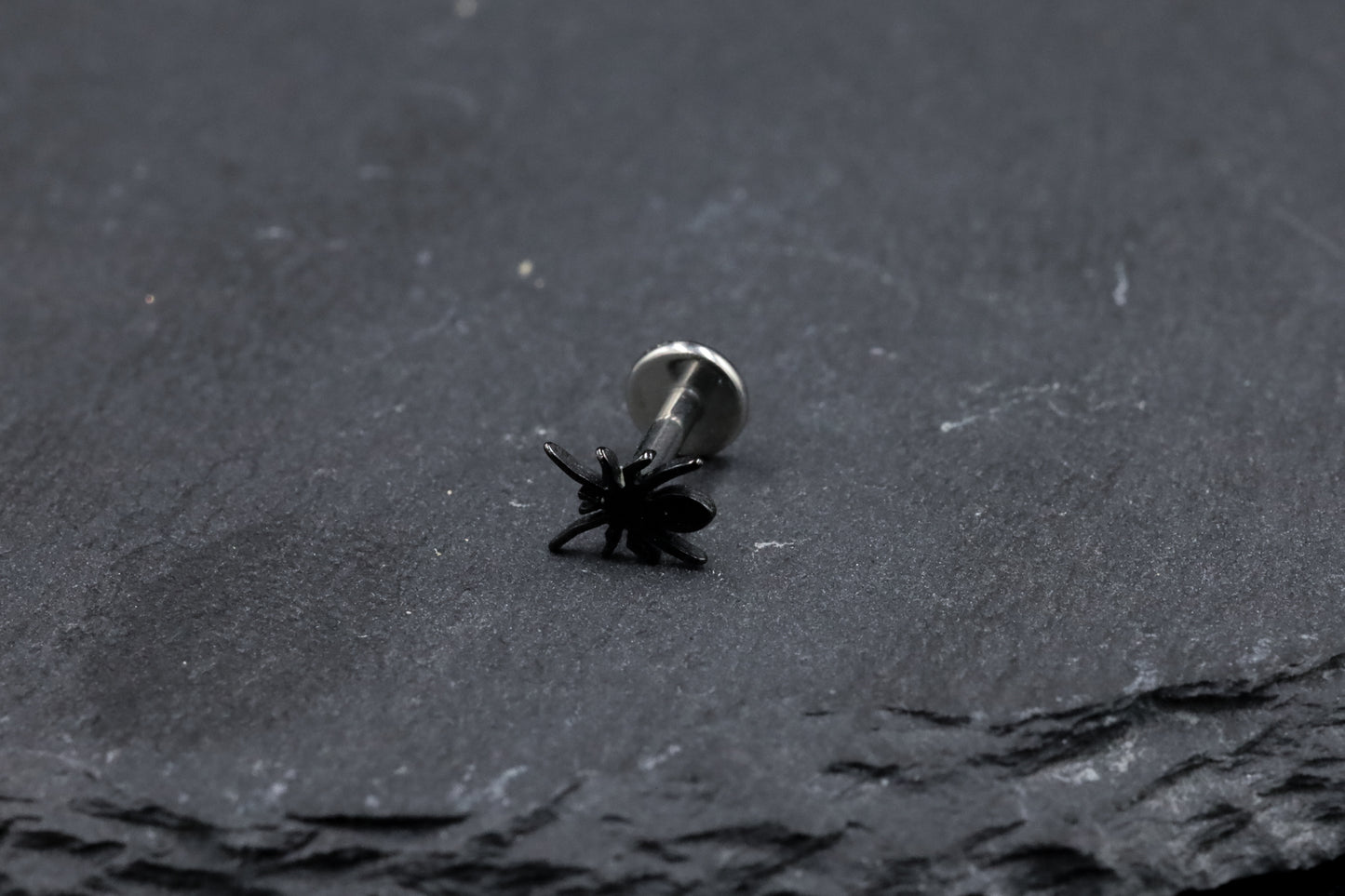 Black Spider Titanium Threadless Earring