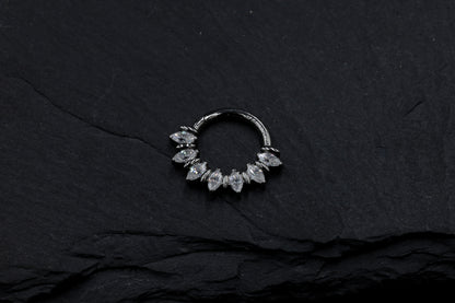 Marquise Moissanite Forward Facing Hoop