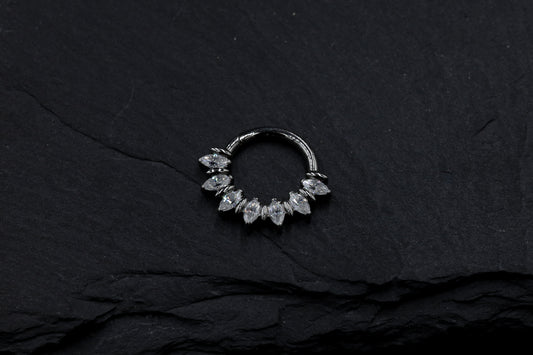 Marquise Moissanite Forward Facing Hoop