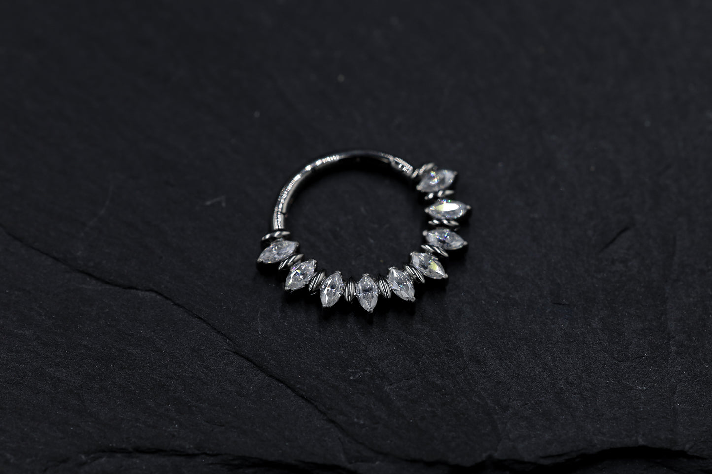 Marquise Moissanite Forward Facing Hoop