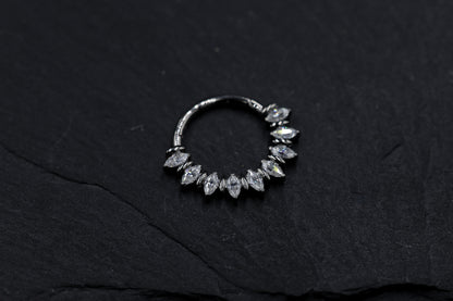 Marquise Moissanite Forward Facing Hoop