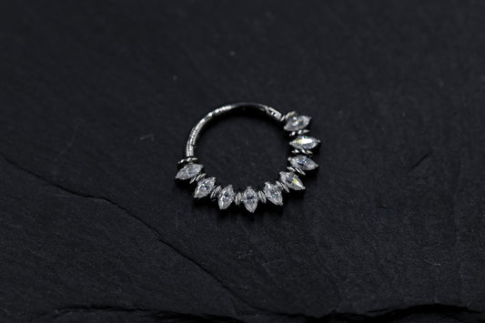 Marquise Moissanite Forward Facing Hoop