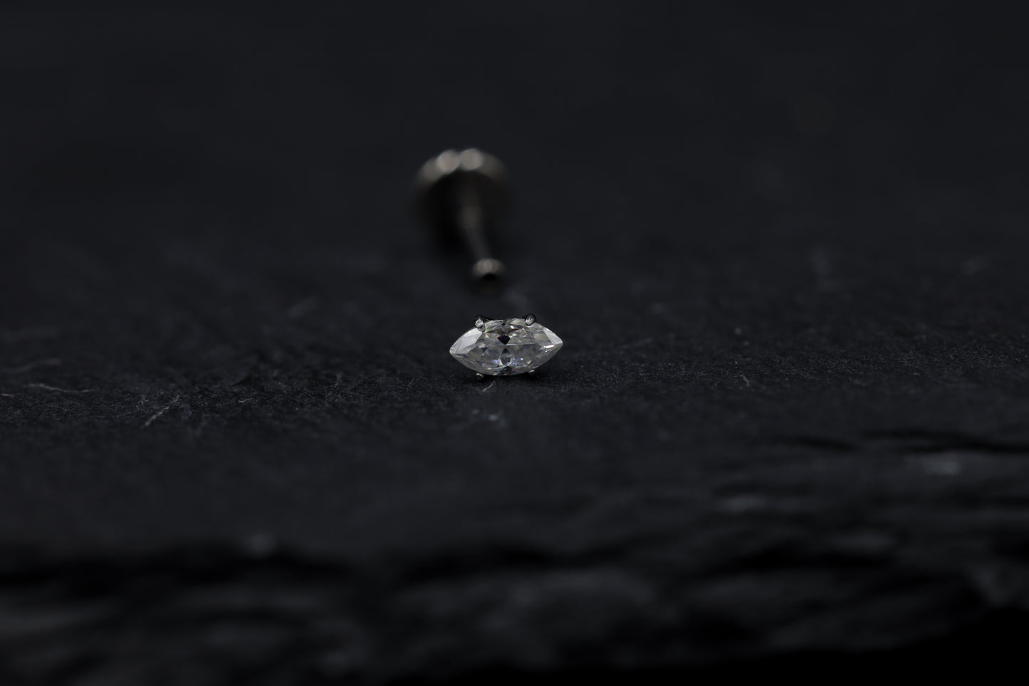 Marquise Prong-set Moissanite Titanium Threadless Earring