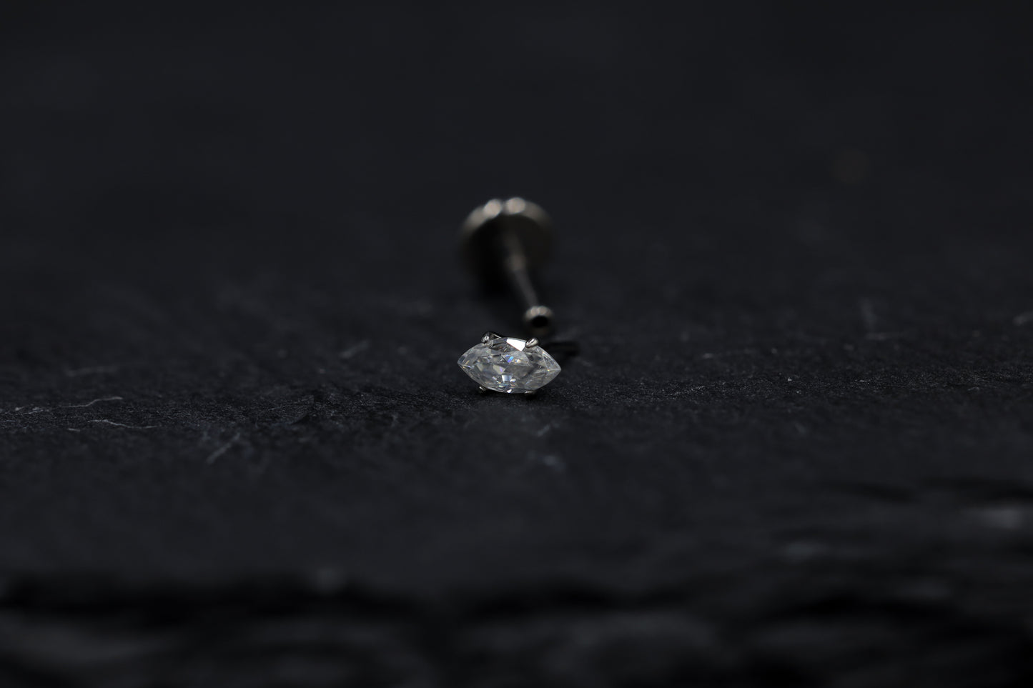 Marquise Prong-set Moissanite Titanium Threadless Earring