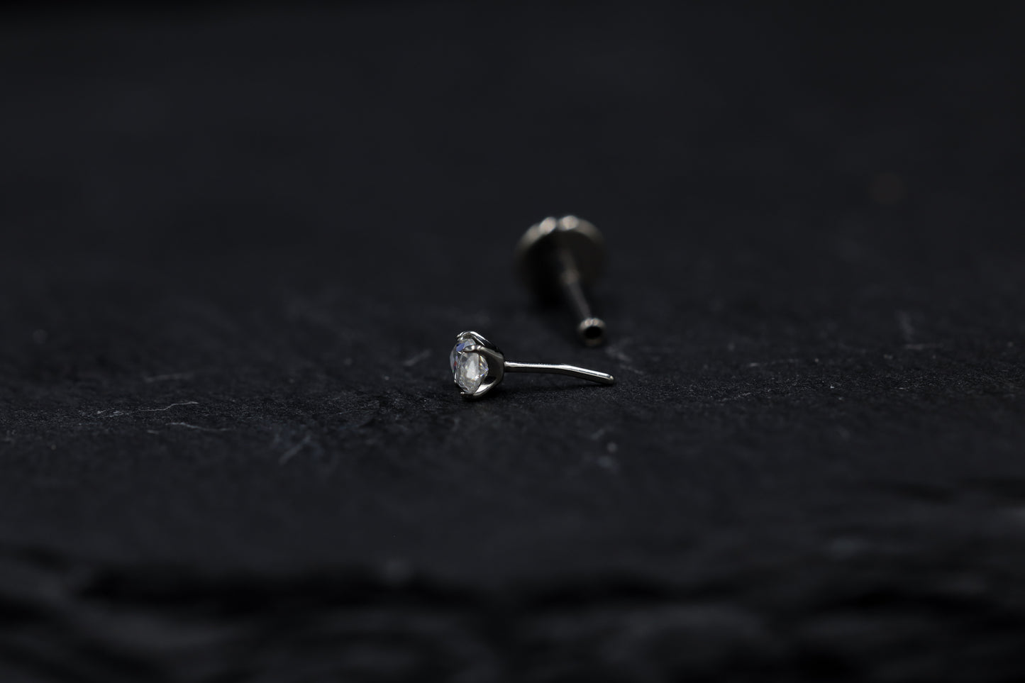 Marquise Prong-set Moissanite Titanium Threadless Earring