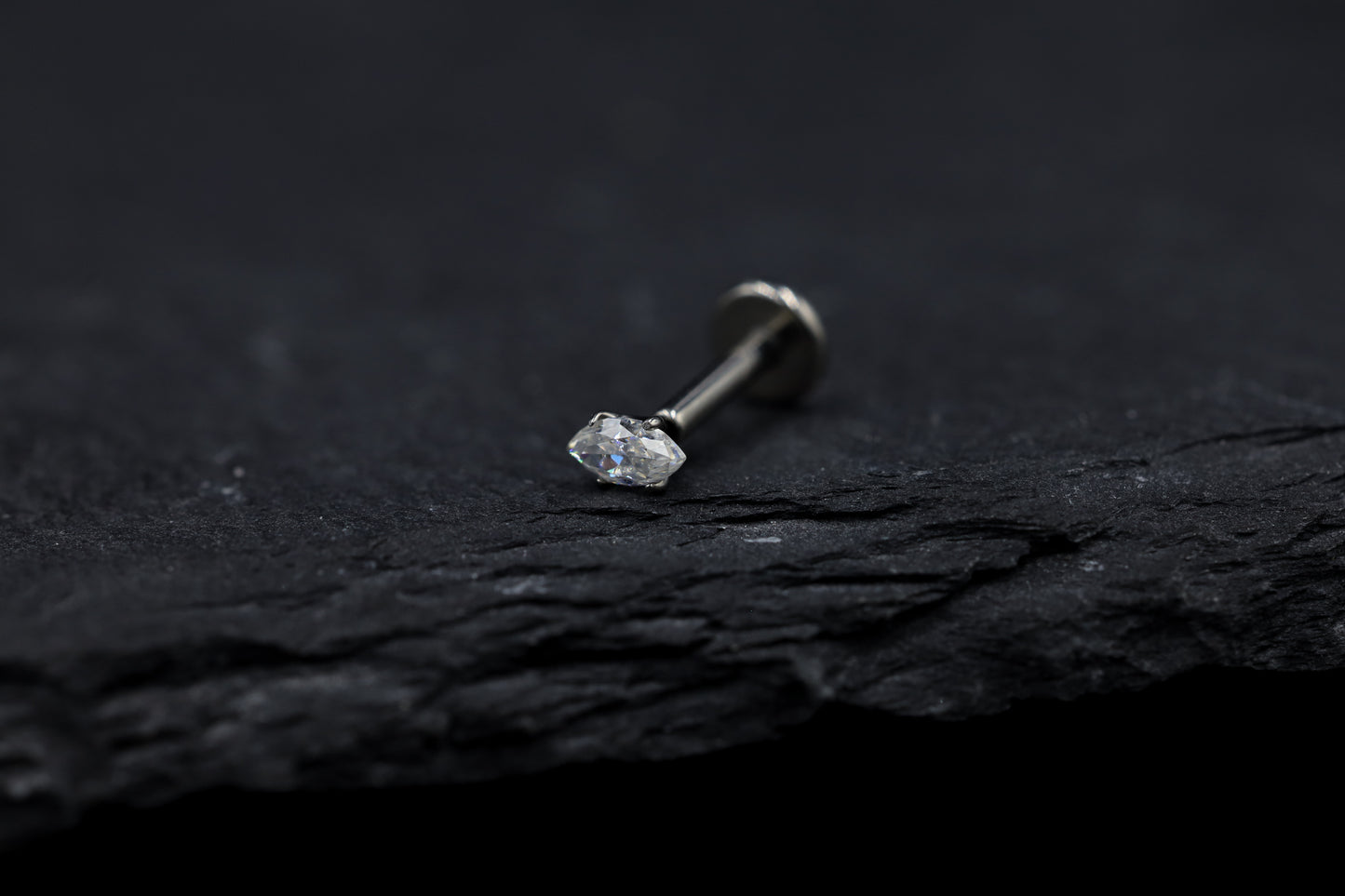 Marquise Prong-set Moissanite Titanium Threadless Earring