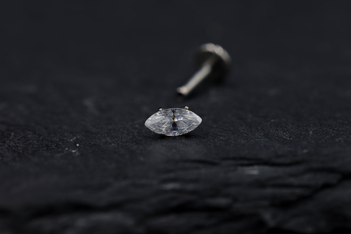 Marquise Prong-set Moissanite Titanium Threadless Earring