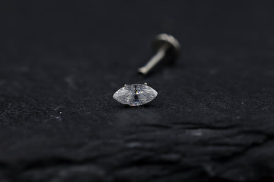 Marquise Prong-set Moissanite Titanium Threadless Earring