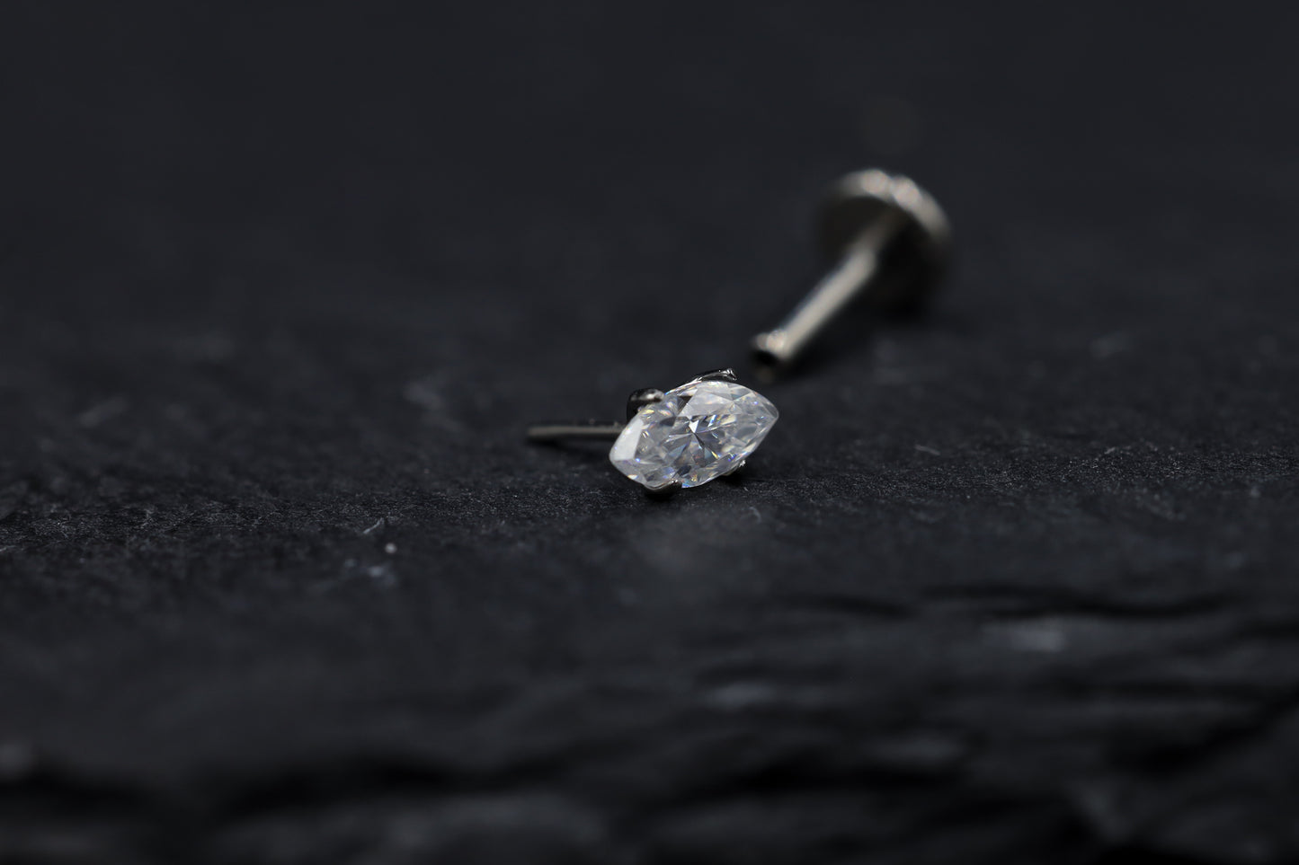 Marquise Prong-set Moissanite Titanium Threadless Earring