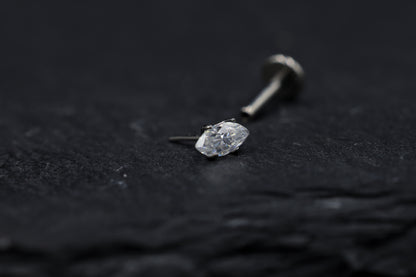 Marquise Prong-set Moissanite Titanium Threadless Earring
