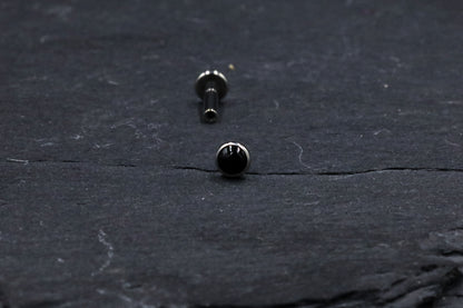 Black Onyx Titanium Threadless Earring