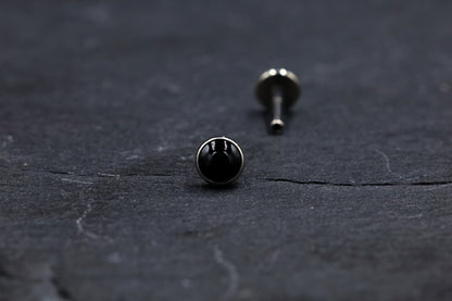 Black Onyx Titanium Threadless Earring