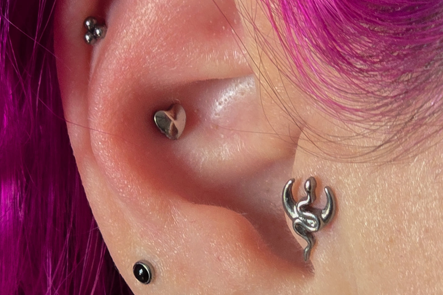 Soft Heart Titanium Threadless Earring