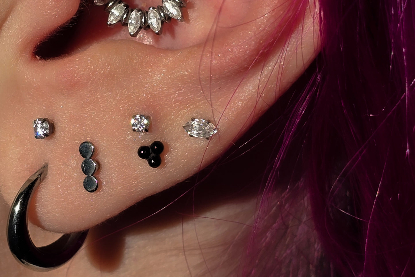 Marquise Prong-set Moissanite Titanium Threadless Earring