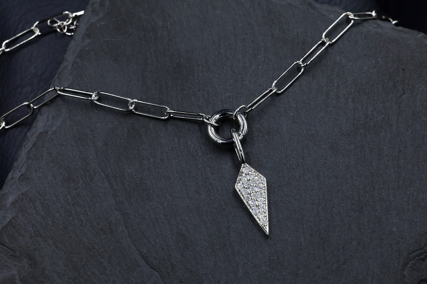 Moissanite Pavé Shield Chain Necklace