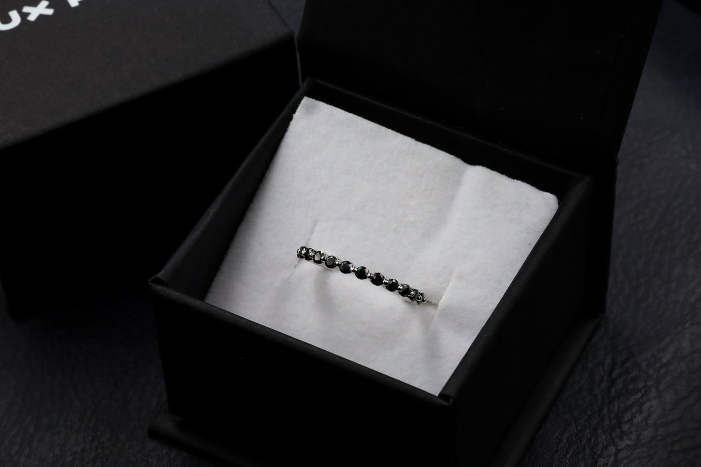 Black Moissanite Half Eternity Sterling Silver Ring