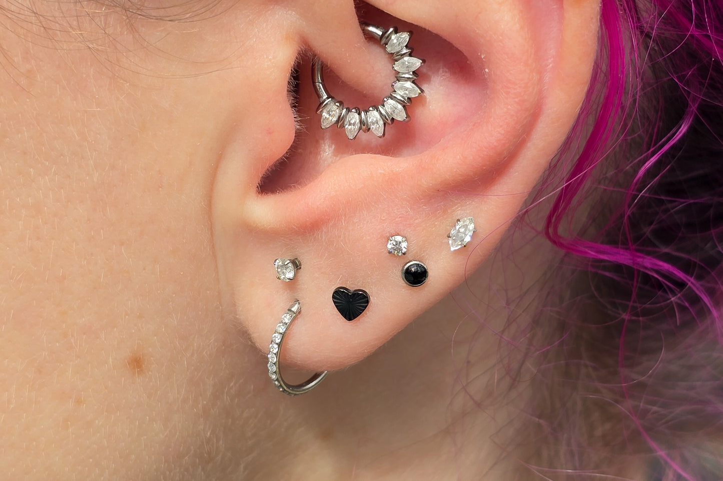 Black Onyx Titanium Threadless Earring