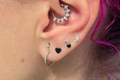 Black Onyx Titanium Threadless Earring