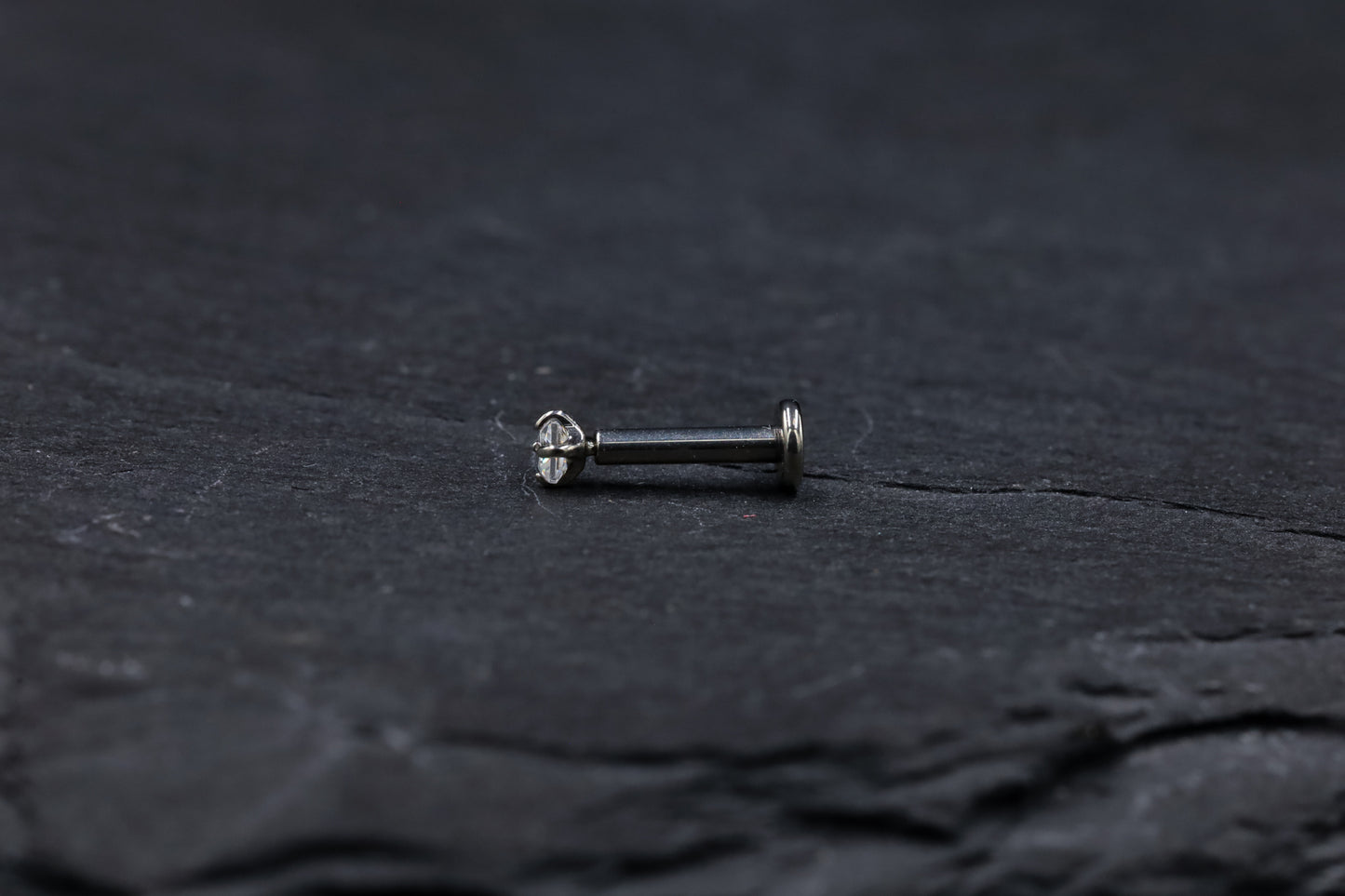 Square Prong-set Moissanite Titanium Threadless Earring