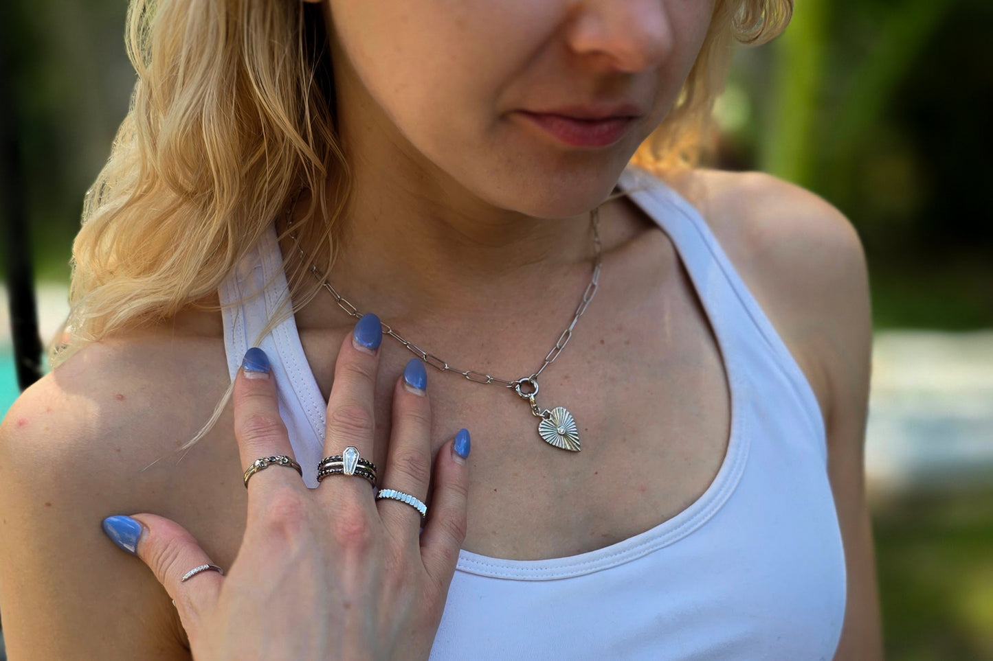 Cut Heart and Chain Necklace with Lab Diamond