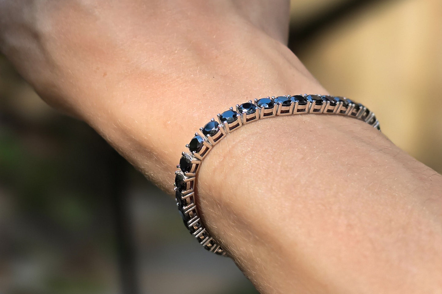 Black Moissanite Sterling Silver Bracelet