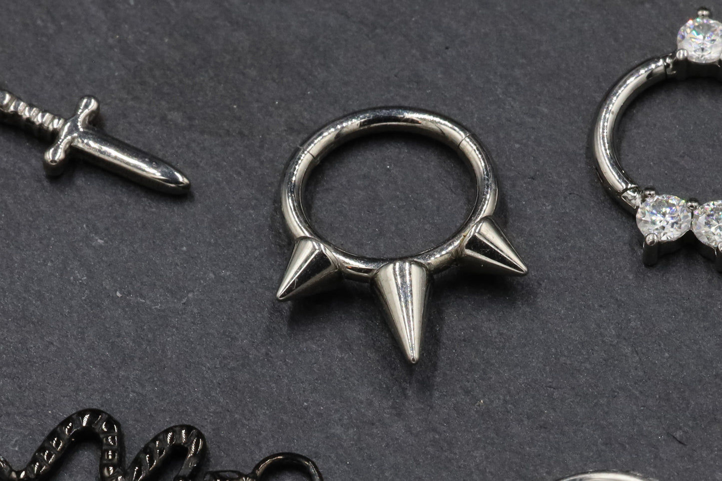 Titanium Spikes Hoop Earring