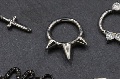 Titanium Spikes Hoop Earring