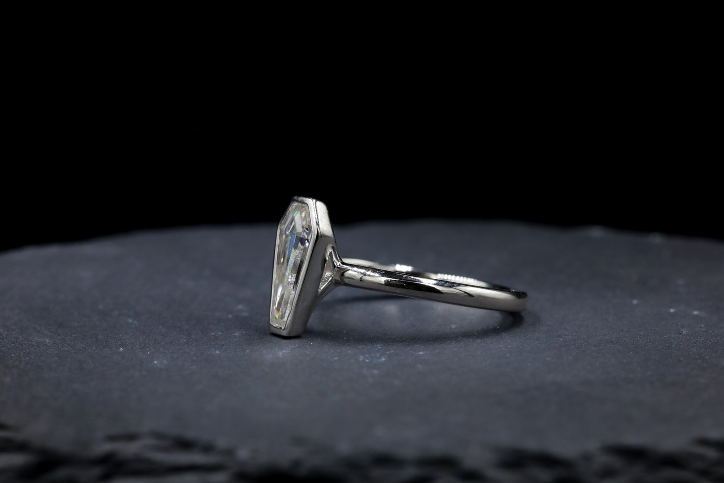 Coffin Moissanite Ring