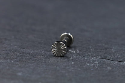 Cut Titanium Disc Threadless Earring